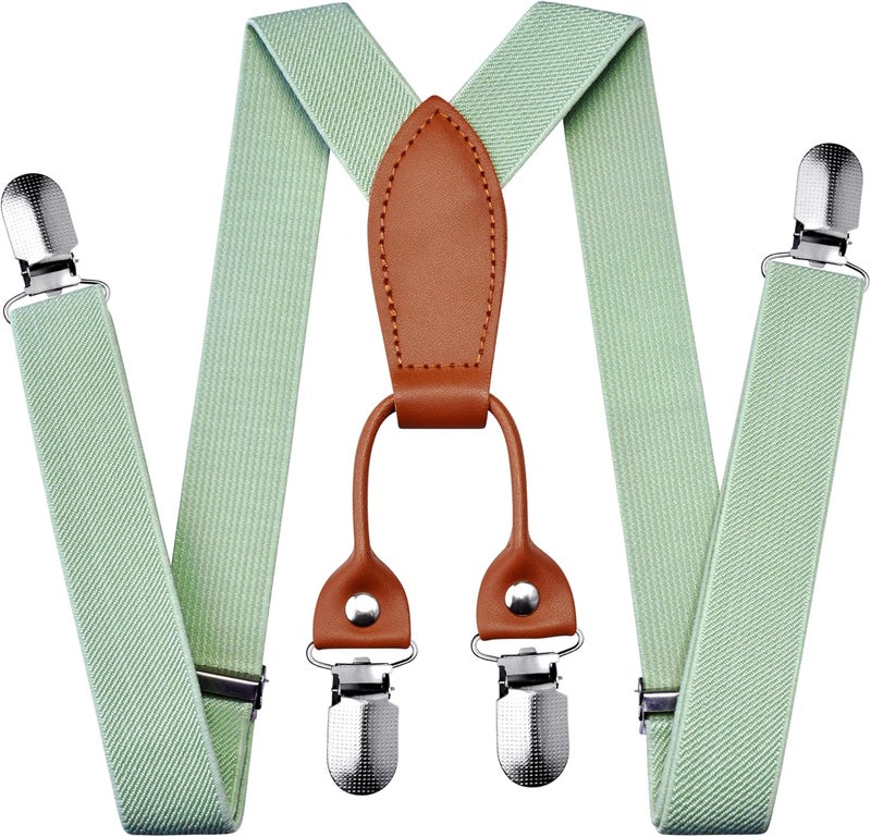 Branduce Solid Color Baby Boy Suspender with 4 Strong Clips Adjustable Kids Y Back Suspenders - Image 1